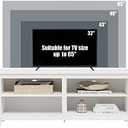 Modern TV Stand for 65 inch TV, White Wood TV Cabinet with 4 Open Storage Shelves, Fits 50-65 Inch TVs, 55 Inches W x 15 Inches D x 22.8 Inches H