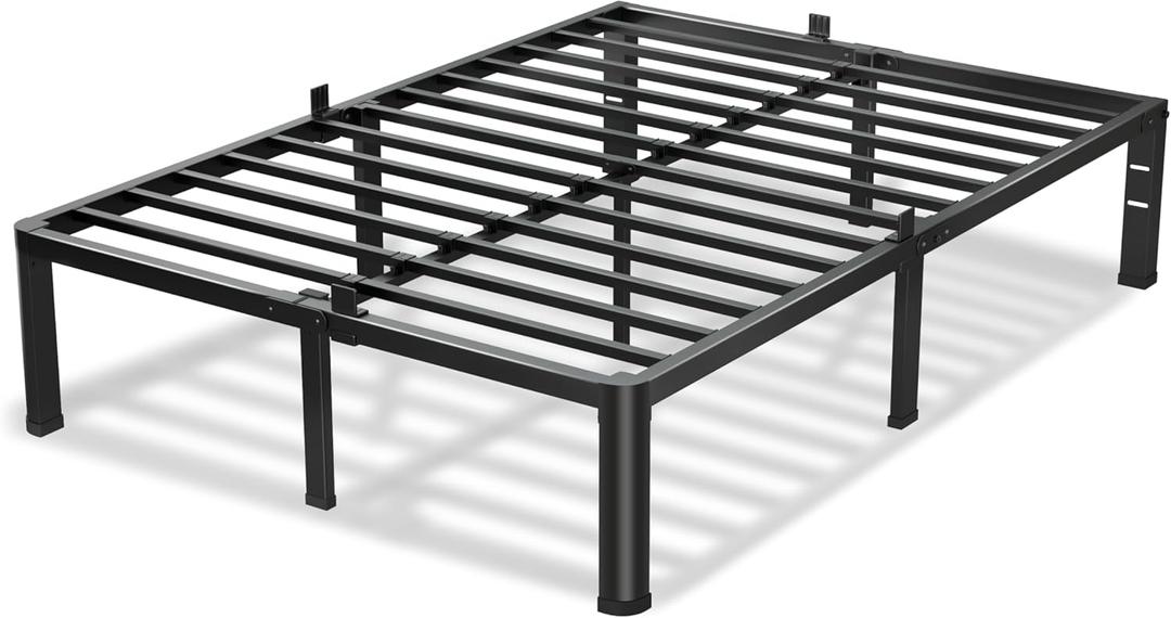 VIPSHOW 12 Inch King Size Bed Frame, 3500Lbs Heavy Duty Metal Platform with Round Corner Legs Mattress Slide Stopper, Steel Slat Support No Box Spring Needed, Noise Free, Non-Slip, Easy Assembly