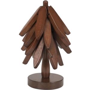 Wooden Trivets for Hot DishesTrivets for Hot Pots and PansHot Pads for TableTree Coasters Set of 4(4 Trivits+1 Stand)