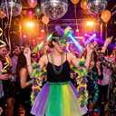 5PCS Festival Costumes Accessories for Women, Faux Feather Headband, Beads Necklaces Feather Boa, Applicable to Party Cosplay