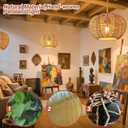 Hanging Lights with Plug in Cord Rattan Hanging Lamp Boho Ceiling Light Fixtures Farmhouse Pendant Lamp Shape for Living Room Bedroom Kitchen