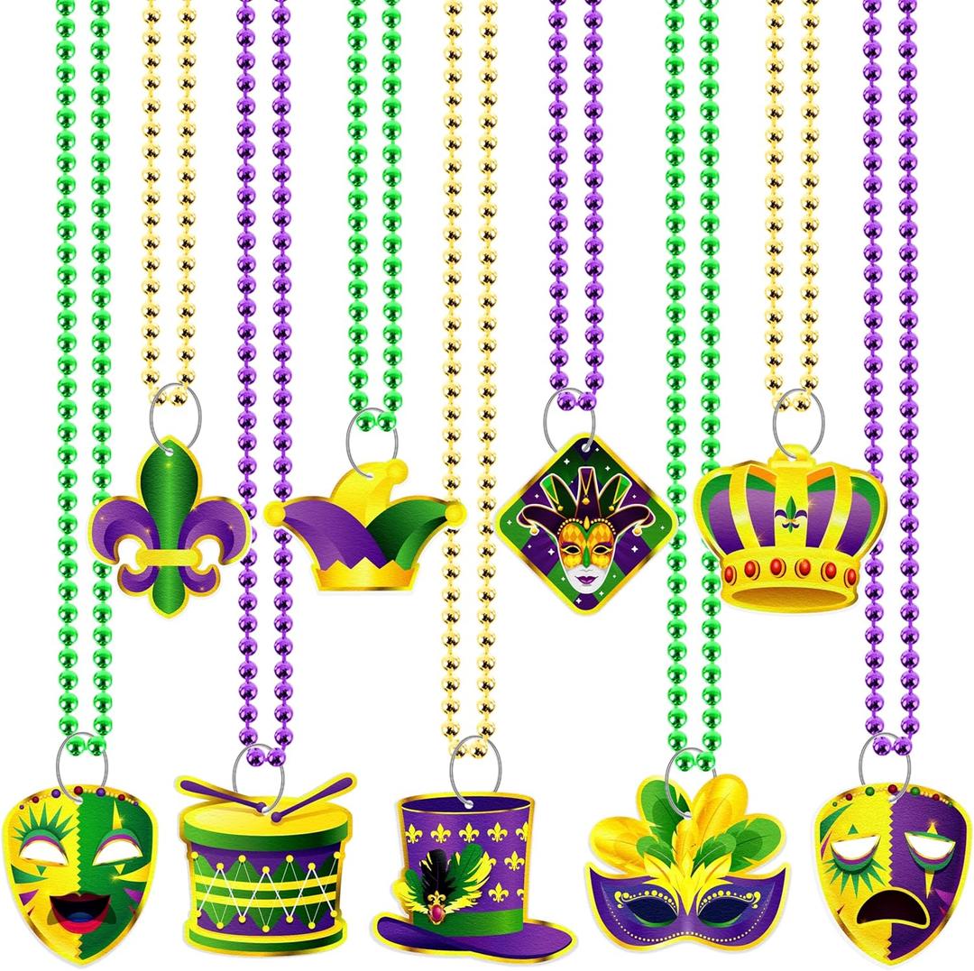 Moon Boat 36PCS Mardi Gras Felt Beads Bulk Carnival Accessories for Party Favors Decorations Festival Parades