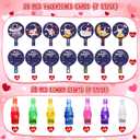 28 Pcs Valentine's Day Cards with Finger Lights, Valentine's Day Gifts for Kids, Space Themed Astronaut Party Favors Light Up Toys Bulk Classroom School Exchange
