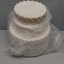 LIYH 120 Pcs Ivory Scalloped Plastic Plates Disposable - Ivory and Gold Plastic Plates - Gold Fancy Disposable Party Dinner & Dessert Plate for Wedding Birthday Valentines Day