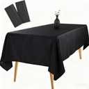 2PCS White Tablecloths 54 x 108 Inch, Table Cloths Rectangle Party Table CoversBlack