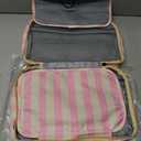 Toiletry Bag for Women Travel Water-resistant Cosmetic Bag Fashion Stripes Makeup Bag with Hanging Hook Preppy for Store Toiletries Cosmetic Accessories Medium Pink