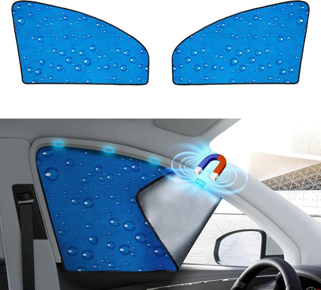 aokway Side Window Sunshade Sun Shade for Car Window Double Thickness Auto Windshield Sunshades Curtain Universal Fit for Driver for Baby UV Protection (Blue, Front Side 2pcs)