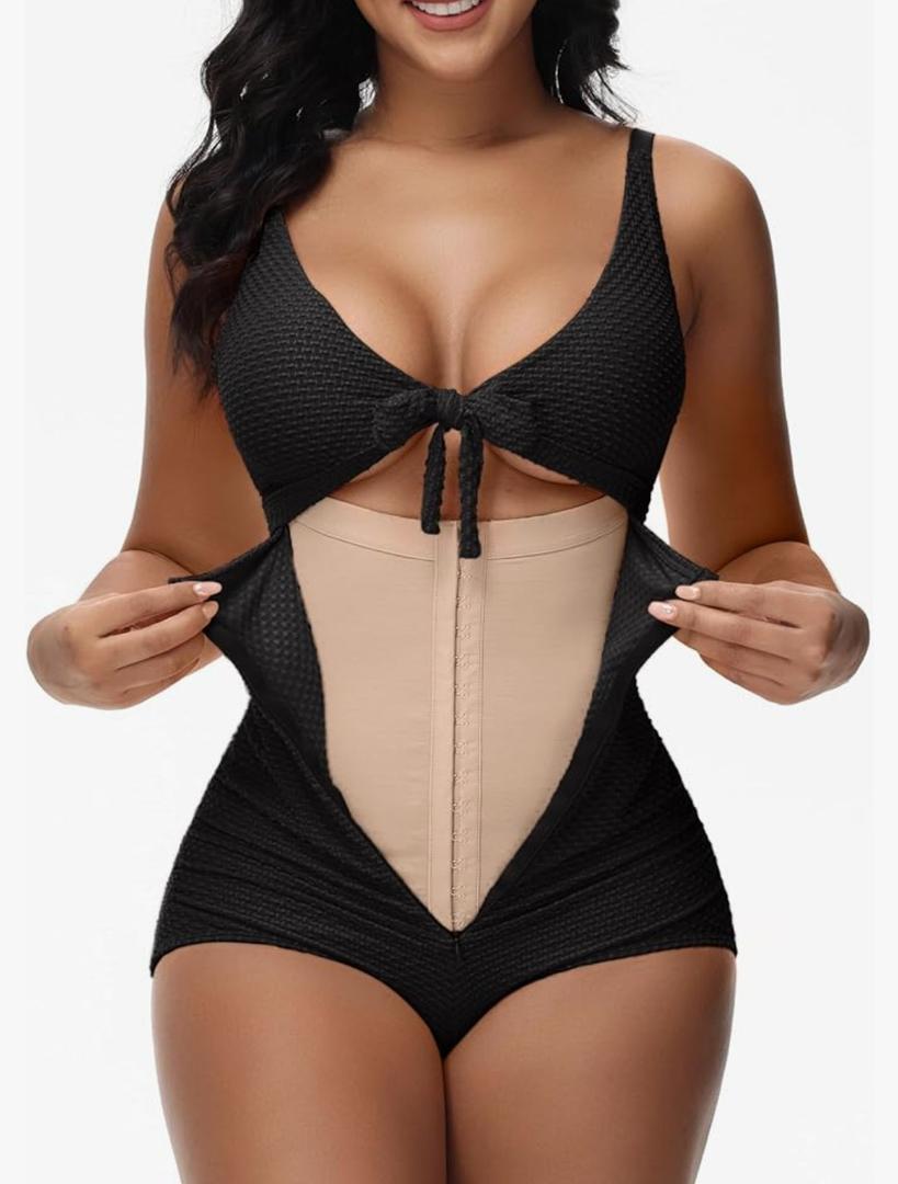 SHAPSHE Women's Tummy Control Swimsuit One Piece Slimming Bathing Suit Cutout Tie Knot Front Bikini Push Up Swimwear, XXL