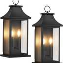 tewei 18'' Large Outdoor Wall Light, Porch Light Outdoor Wall Sconce Lantern, 2-Light Black Exterior Lighting Fixture Wall Mount, Outside Light for House Garage, 2-Pack