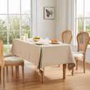 ZeeMart Basic Linen Textured Table Cloth, 60 x 84 Inch Natural, Farmhouse Style Beige Rectangle Tablecloth, Wrinkle Resistant Washable Heavy Weight TableCloths