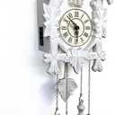 Rylai Cuckoo Clock Vintage Large Wooden Wall Clock Handcrafted 13x9.5 Inch (White)