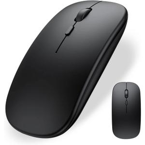 Wireless Bluetooth Mouse for iPad/MacBook Pro/Air/Laptop/pc Rechargeable Silent Mouse Portable Slim for Surface Pro/Lenovo/Samsung Tablet (Black)