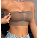 OYOANGLE Women's Front Closure Strapless Bra Non Slip Padded Bandeau Bra Mocha Brown X-Large (Beige, XL)
