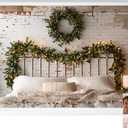 Kate Christmas Headboard Backdrop for Photos White Brick Wall Photography Backdrop Rustic Portrait Backgrounds for Family Session, 10x6.5ft