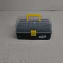 Creahaus 13 inch Art Craft Organizer Storage Box with 3 Layer, Multipurpose Plastic Tool Box with Handle for Sewing, Art Supply, Medicine, Nail, Hair Accessories (Dark Green)