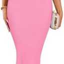 ZESICA Women's 2025 Summer Off The Shoulder Ribbed Knit Sweater Dresses Sleeveless Color Block Party Bodycon Maxi Dress, M, Pink
