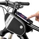 ROCKBROS Bike Front Frame Bag Top Tube Bike Phone Mount Bag Waterproof Bicycle Handlebar Cycling Accessories Pouch with 360 Rotation Phone Holder Fit Smartphone Below 7''