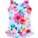 Girls One Piece Swimsuits Size 9-10 Years Old Colorful Floral One Piece Durable Bathing Suits