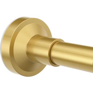 Bonpally Shower Curtain Rod 32-75 Inches Adjustable, Non-Slip Spring Tension Shower Rod Stainless Steel for Bathroom, No Drilling, Gold