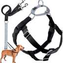 2 Hounds Design Freedom No Pull Dog Harness, Adjustable Harness and Leash Set, Easy Walking & Comfortable Control, Fits Small, Medium & Large Dogs, Solid Colors, Made in USA, 5/8" SM, Black