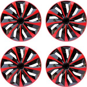 Hubcap Wheel Cover Replacement R15 Hub Caps Universal-Fit Steel Wheel Rim Cover ABS Material Exterior Accessories for Car Truck SUV -Set of 415-inchRed-Black