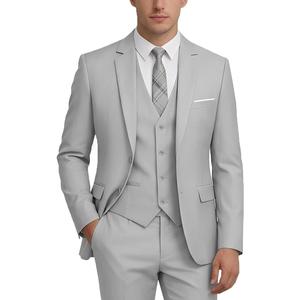 WOMS Mens Suit 3 Pieces Slim Fit Suits for Men Formal Tuxedo Business Suit Wedding Prom Groom Suits Dinner Party (Gray, S)