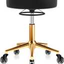 Rolling Stool Heavy Duty 450lbs - Reinforced with Golden Alloy Steel, Super Soft Thick Cushion, 360 Swivel, Smooth Rolling NO Noises, Adjustable Stool with Wheels for Massage Tattoo Spa, (Black), 19 inches