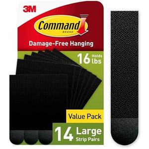 Command Large Picture Hanging Strips, Black, Holds up to 16 lbs, Easy to Open Packaging