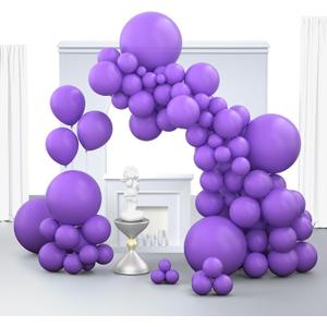 Purple Balloons, 150 pcs Different Sizes Pack of 18 Inch 12 Inch 10 Inch 5 Inch Lavender Lilac Balloon Arch Kit Garland for Graduation Baby Shower Halloween Birthday Party Decorations