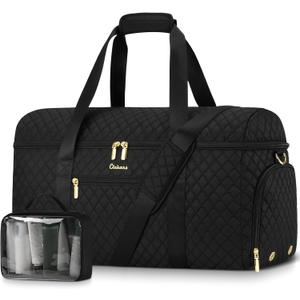 Travel Weekender Bags for Women: Overnight Bag with Shoe Compartment Large Travel Duffle Bag with Toiletry Bag Carry on Bag Personal Item Bag with Wet Pocket Hospital Bag for Women Black