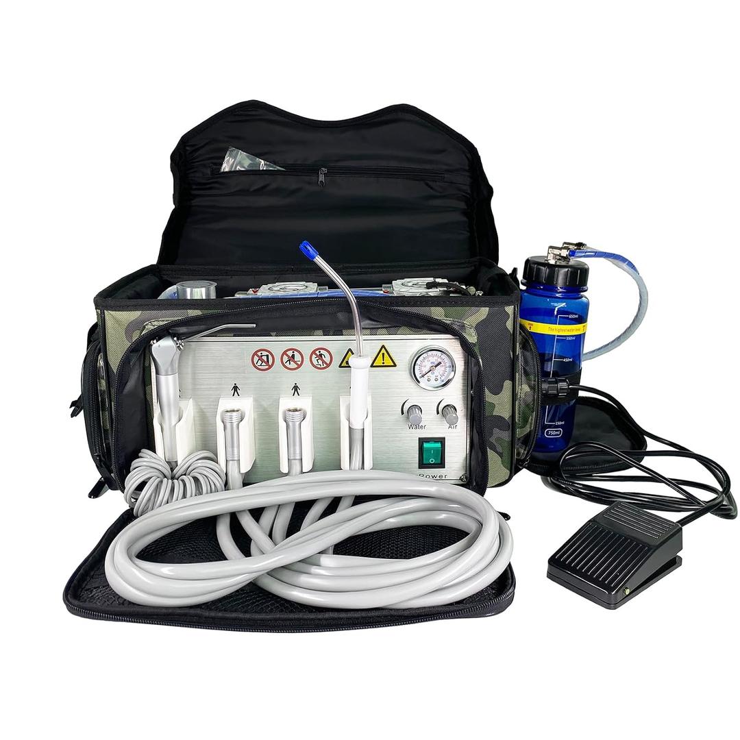 Portable Veterinary Dental Delivery Unit with Air Compressor and Suction System for Dental Veterinary Clinic, 4H