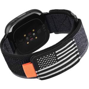 KOREDA Compatible with Fitbit Versa 3/Fitbit Versa 4/Fitbit Sense/Sense 2 Bands for Women Men, Adjustable Stretchy Elastic Braided Nylon Sport Strap for Fitbit Smartwatch (Black)