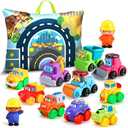 bessome Soft Rubber Cars Toy for 1+ Year Old Boy with Playmat (Storage Bag)|12 PCS Construction Cars Baby Toys for Toddler Toys Age 18 Months |First Birthday Gift for 2 3 Year Old Boy
