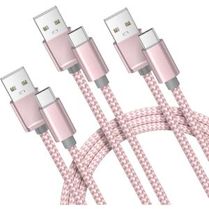 Basesailor USB Type C Charger Cable 3 Pack 3.3/6.6/10FT,Charging Cord for iPhone 16 15 Pro Max,Samsung Galaxy A10E A20 A21 A14 A54 A51 A52 A53 A70 A72 A73 A42 A32 A33 A12 A22,S24 S23 S22 S21 Plus (Pink)