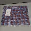 Mens Gingham Button Down Shirt Long Sleeve Dress Shirts Business Casual Shirts with Pockets (XX-Large, Red Blue)
