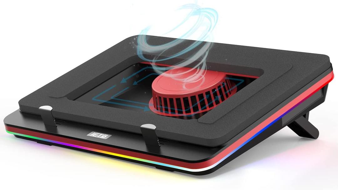 IETS GT500 Powerful Turbo-Fan (5000 RPM) RGB Laptop Cooling Pad with Infinitely Variable Speed,Seal Foam for Rapid Cooling Gaming Laptop,Dust Filter for Protect Laptop,13-17.3inch Laptop Cooler, S2(RGB)