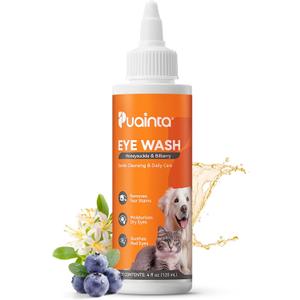 3 x PUAINTA Dog Eye Drops, Eye Infection Treatment, Eye Drops for Dogs & Cats, Soothe Irritation Pink, Dry Eyes, Itchy Eye Wash Tear Stains, Debris Cleaner, Natural Daily Eye Care, Safe for Pets (4oz)