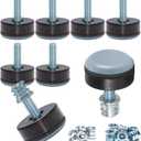 M6 Leveling Feet - PTFE (Teflon) Bottom (1 inch Base), Smooth Gliding Base for Furniture Protection, Adjustable Furniture levelers for Tables, Chairs, Legs (8 Pack)