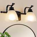 Bathroom Light Fixtures(3-Light, 20 Inch), Oil Rubbed Bronze Vanity Lights for Bathroom with Ribbed Clear Tulip Glass Shade, Vintage Vanity Wall Lights for Mirror Bedroom Living Room Hallway
