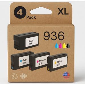 AMAZINK Compatible Replacement Ink Cartridge for 936XL Ink. Works with 9110b 9122e 9125e 9135e 9128e 9130b Printers, 4 Pack 936
