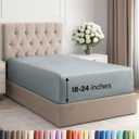 Extra Deep Twin XL Fitted Sheet - Hotel Luxury Single Fitted Sheet Only - Easily Fits 18 inch to 24 inch Mattress - Ultra Soft, Wrinkle Free w/Extra Deep Pockets - Breathable & Comfy - Heathered Blue