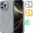 ESR for iPhone16 Pro Case with MagSafe, Supports Magnetic Charging, Smooth & Slim Silicone Case, Shockproof, Full Screen and Camera Protection, Soft Microfiber Lining,Grey