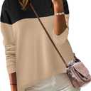 Zeagoo Sweaters for Women Fall Outfits Trendy 2025 Long Sleeve Shirts Bussiness Casual Knit Pullover Sweater Tops (2XL, Color Block 4 Black)