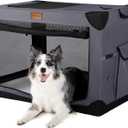 Garnpet Soft Dog Crate for Extra Large Dogs, 4-Door Foldable Collapsible Dog Crate with Soft Sides, Indoor & Outdoor Travel Dog Kennel, Dark Grey