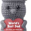 Funny Gift from Daughter or Son, Crochet Tin Man Plush World's Best Dad Award - Humorous Father's, Birthday, for Dad - Handmade Novelty Keepsake Trophy