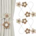 KLOGTSIND Flower Curtain Tiebacks, 4 Pack Boho Curtain Ties Elegant DIY Curtain Holdbacks, Decorative Window Drape Twist Tie Backs for Bedroom Decor, Nursery Decor, Farmhouse Decor