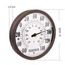 12'' Indoor Outdoor Thermometer Large Numbers, Hanging Decorative Wall Thermometer with Stainless Steel Enclosure, No Battery Needed Weather Thermometers for Patio, Home, Garden Decoration (Bronze)