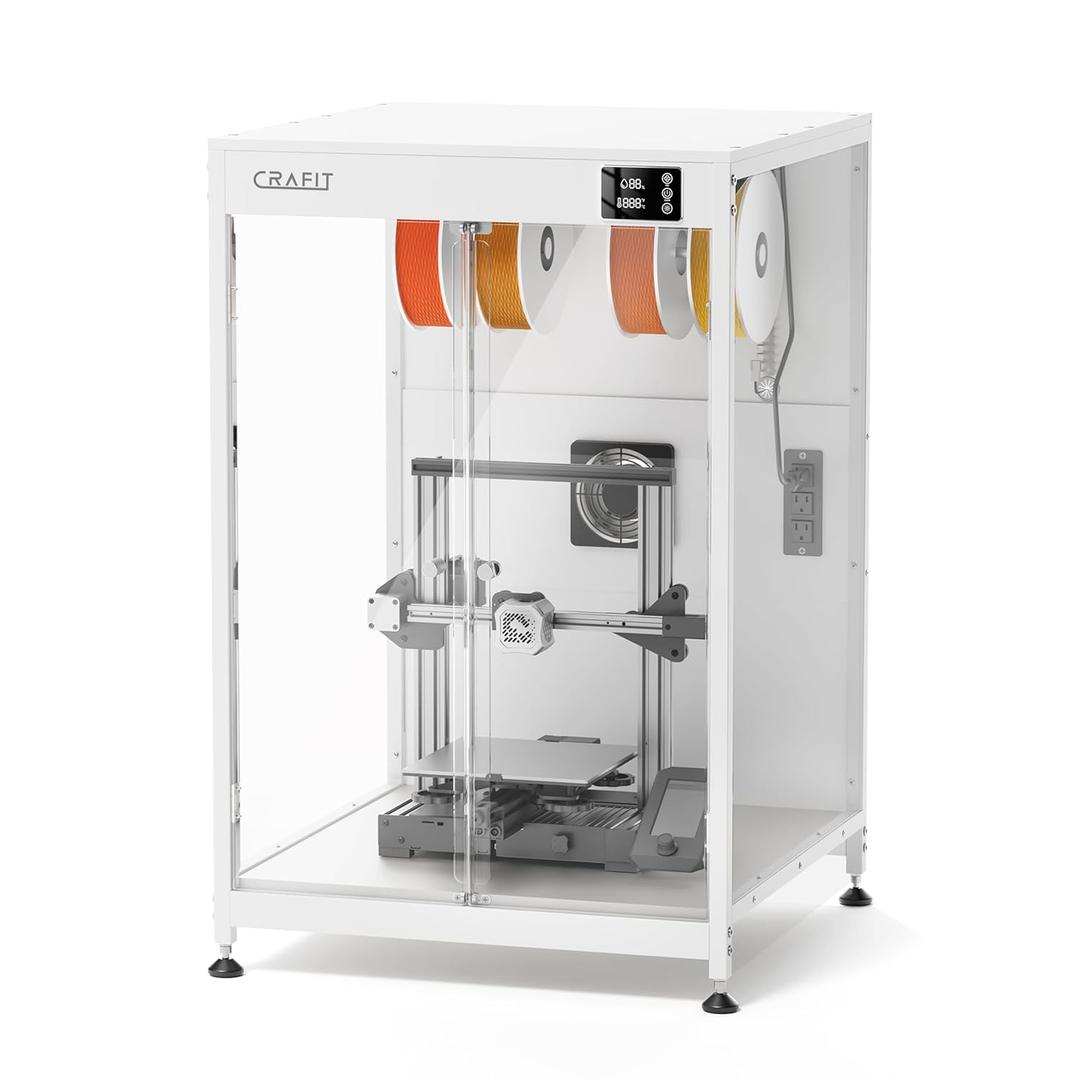3D Printer Cabinet, 3D Printer Enclosure with Ventilation, Thermo-Hygrometer and LED Light, Effectively Noise Reduction, Fits 3D Printers Up to 23''W x 22.4''D x 25.4''H