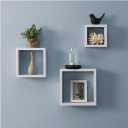 Wall Floating Cube Box Shelves Set of 4 White Wooden Shelf for Bedroom Wall Mounted Living Room Kitchen Decorative Furniture Display Shelving Units Indoor