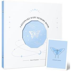 Tivellary Baby Memory Book - Gender Neutral Baby Book Keepsake with Silver Foil Design, Baby Photo Album for First 5 Years, Baby Books for Baby Shower, Pregnant Mom Gifts, 10" x 10", Set of 2